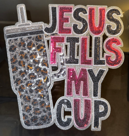 Sequin Jesus Fills My Cup Patch