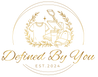 Logo for 'Defined By You' with gold design elements on a white background